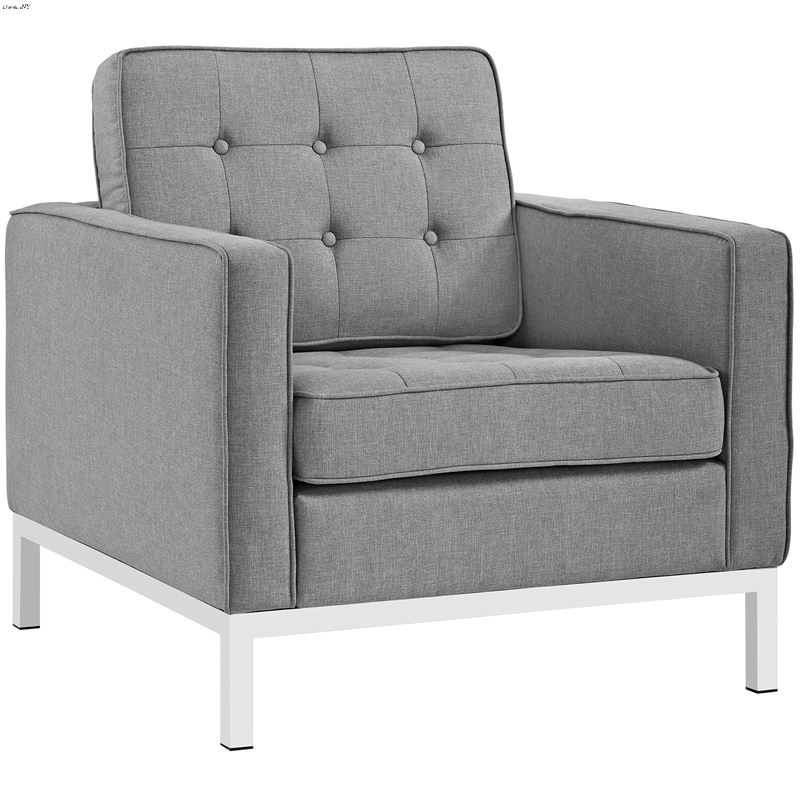 Loft Modern Light Grey Fabric Tufted Chair