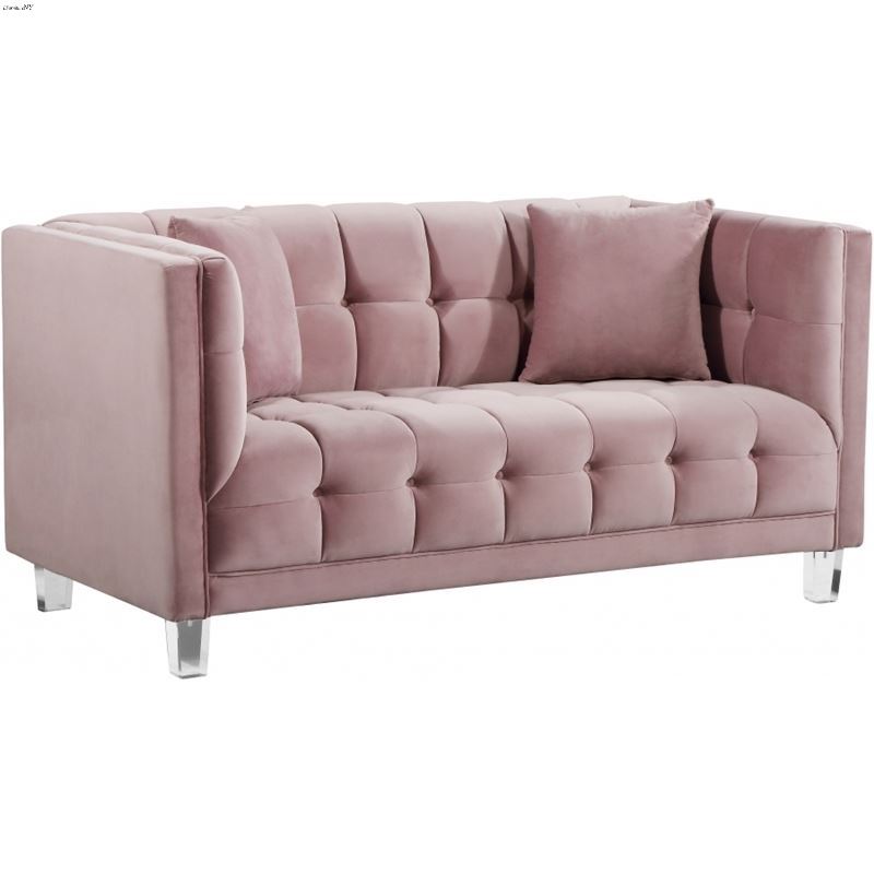 Mariel Pink Velvet Tufted Love Seat