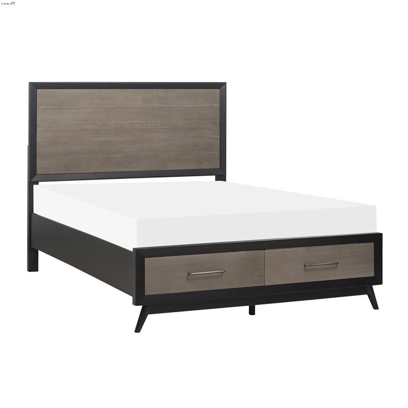 Raku Contemporary Full Bed with Footboard Storage