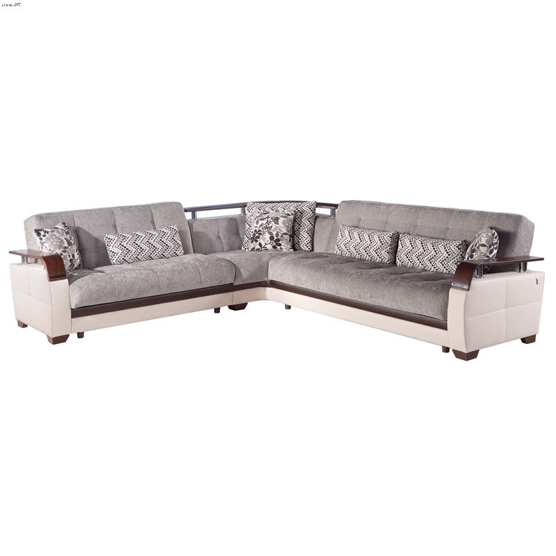 Natural Sectional Sleeper in Valencia Grey by Bell