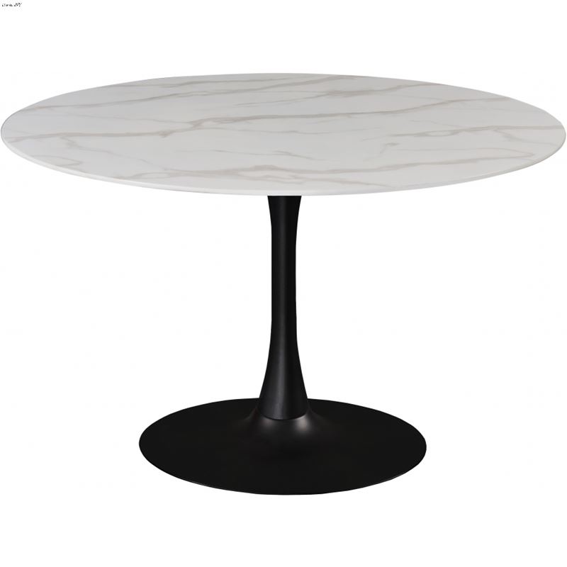 Tulip 48 Inch Round Faux Marble Dining Table - Bla