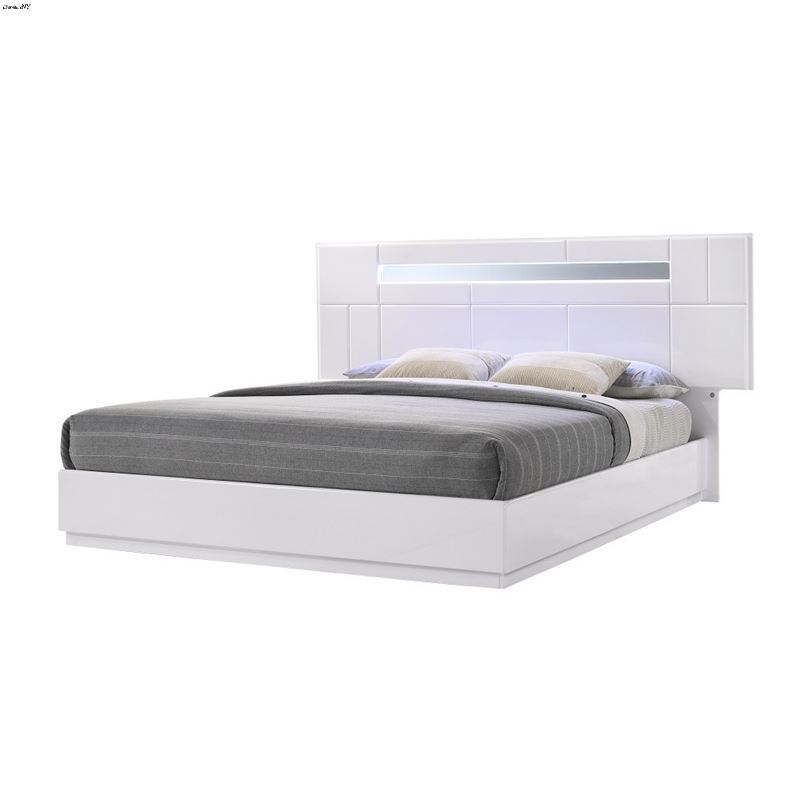 Palermo Modern White Lacquer Panel Bed