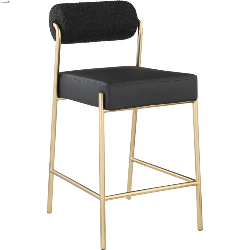 Carly Black Leatherette Counter Stool - Set of 2