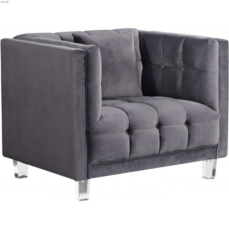 Mariel Grey Velvet Tufted Chair
