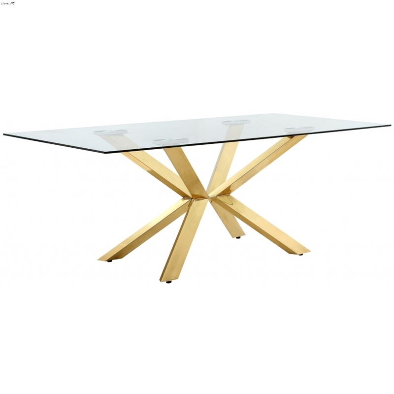 Capri 78 inch Glass and Gold Stainless Steel Dinin