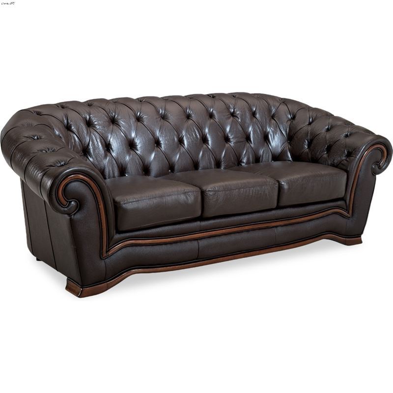 262 Classic Brown Embosed Leather Sofa