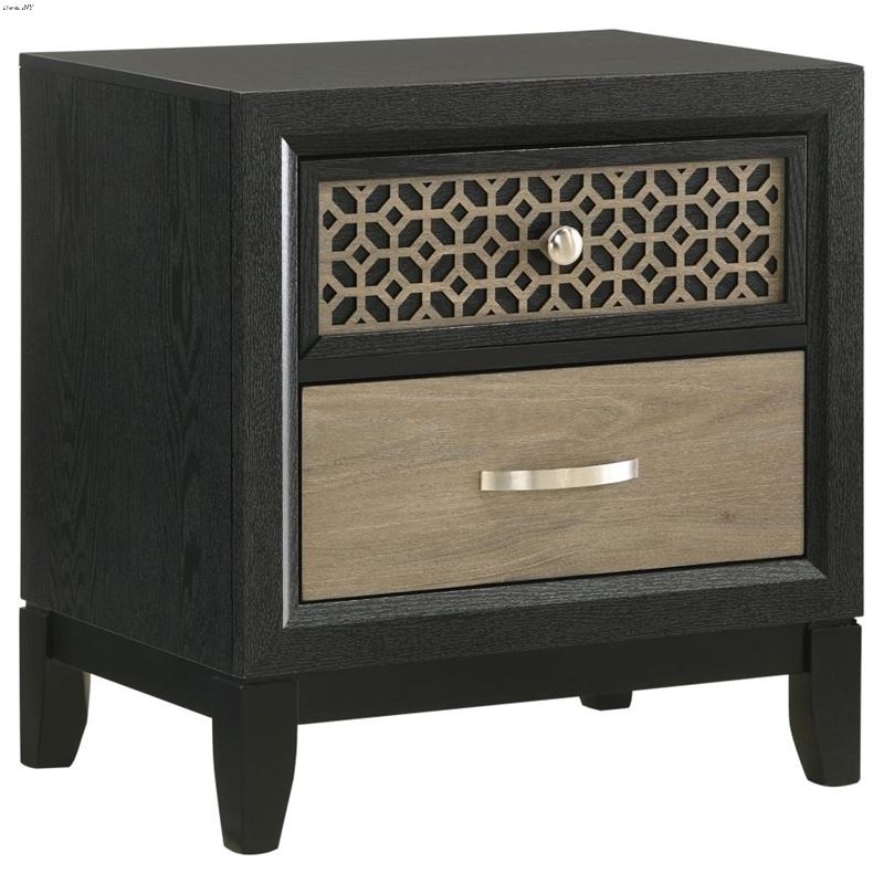 Valencia Black and Light Brown 2 Drawer Nightstand