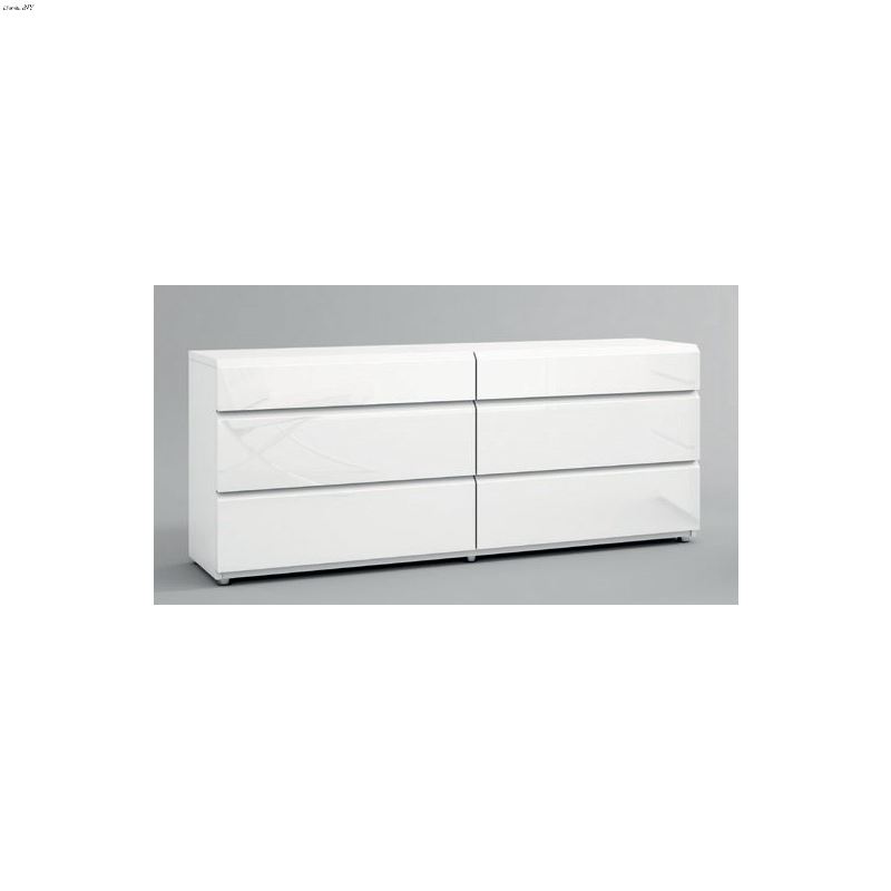 Sara Modern White 6 Drawer Double Dresser by Garci