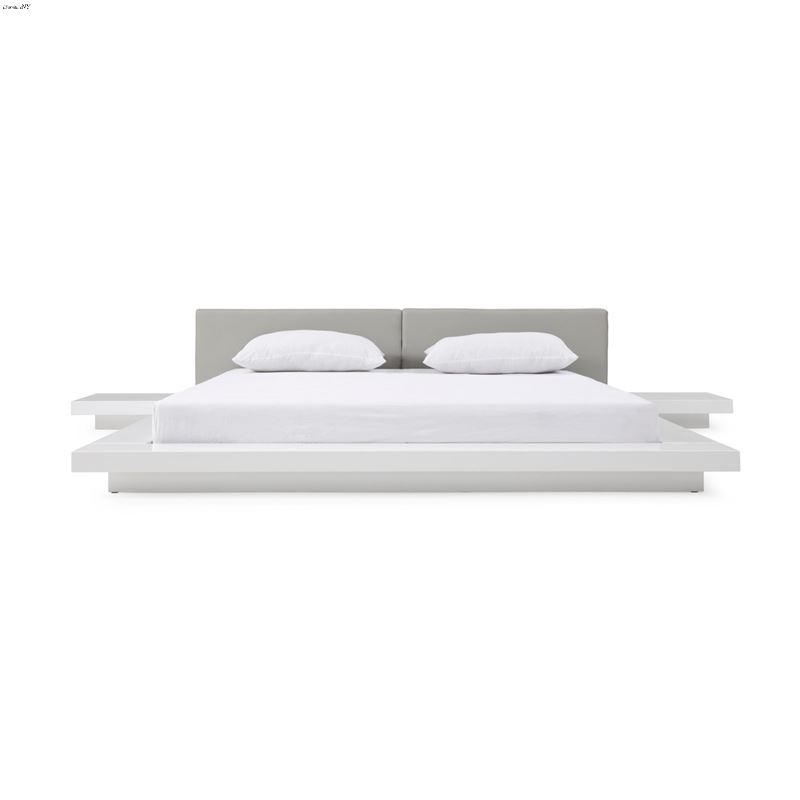 Modrest Opal King Modern White and Grey Bed