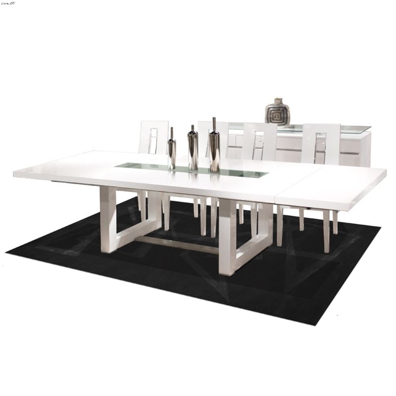 Novo Double Pedestal White Lacquer Dining Table by
