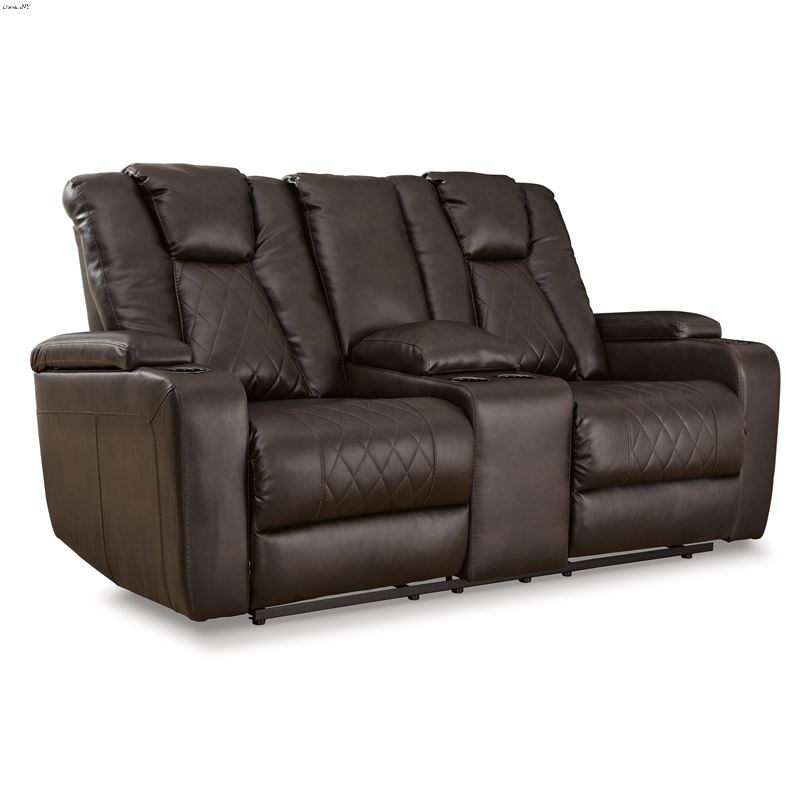 Mancin Chocolate Reclining Loveseat with Console 2