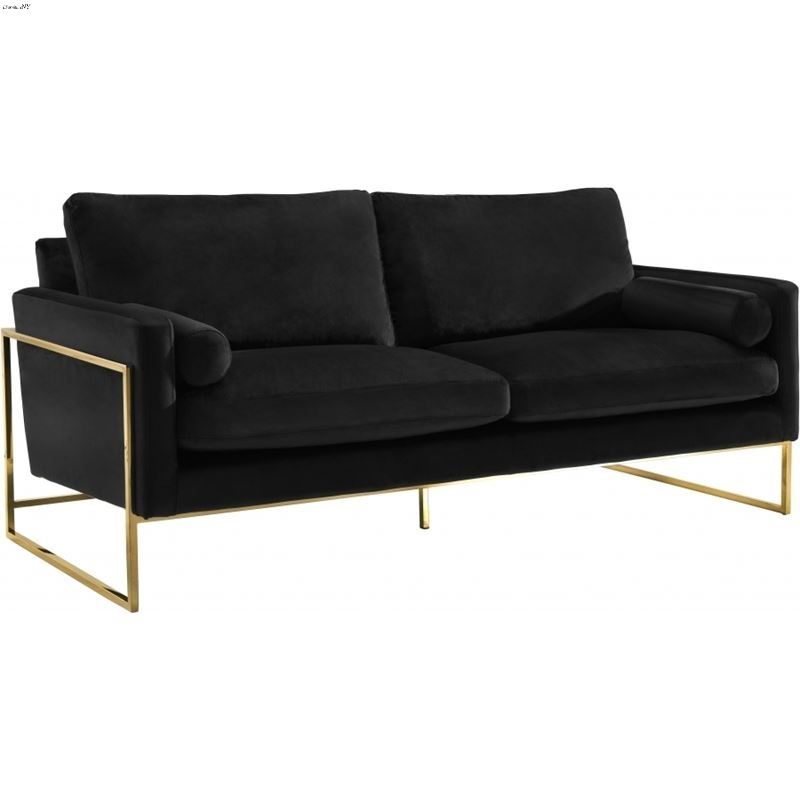 Mila Black Velvet Sofa
