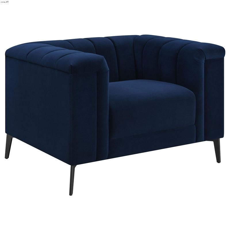 Chalet Blue Velvet Channel Tufted Accent Chair 509