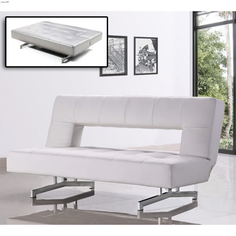 Wilshire - Modern White Leatherette Sofa Bed