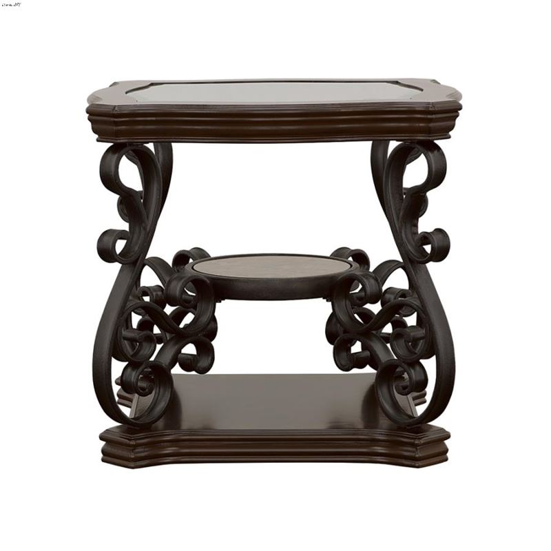 Laney Merlot Glass Top Rectangular End Table 70244