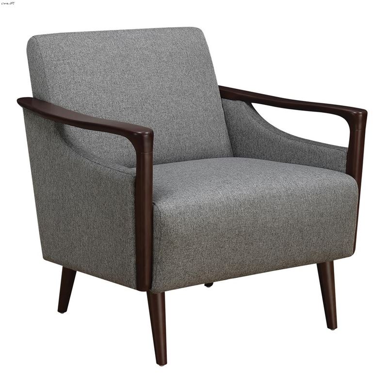 Justin Grey Fabric and Walnut Wood Accent Chair 90