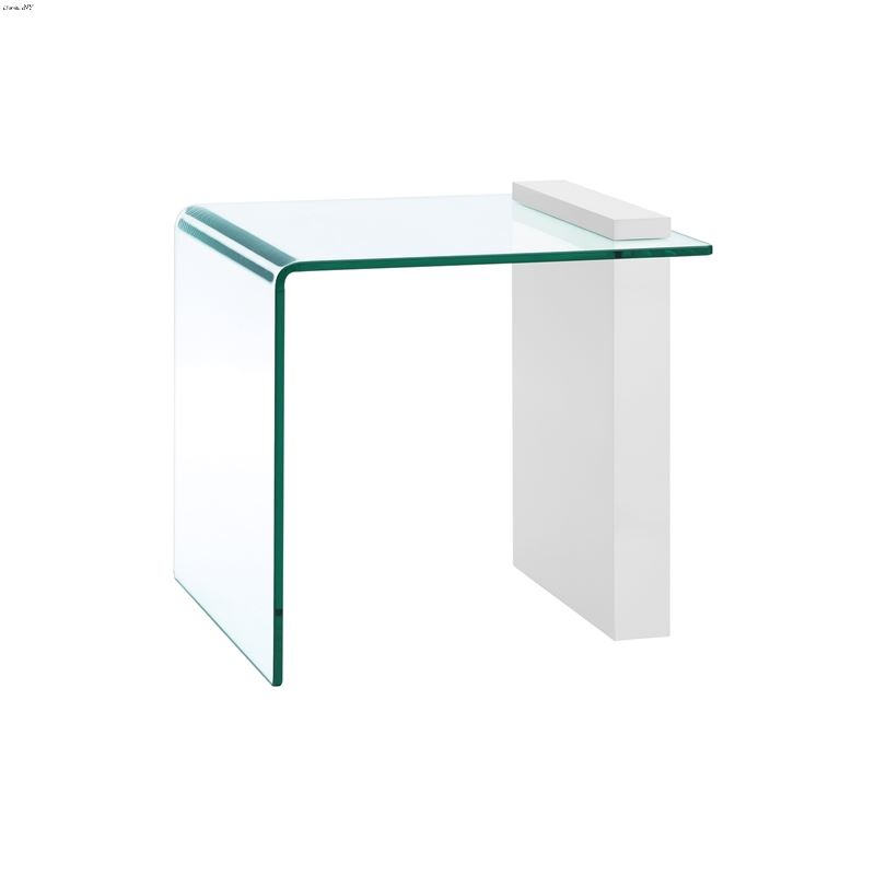 Buono High Gloss White/ Clear End Table