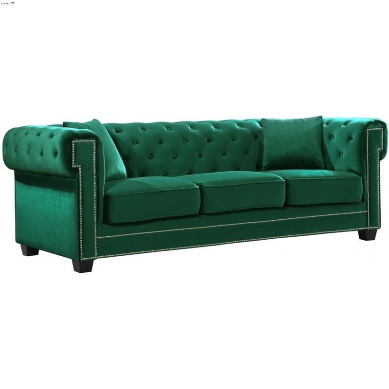 Bowery Green Velvet Tufted Sofa