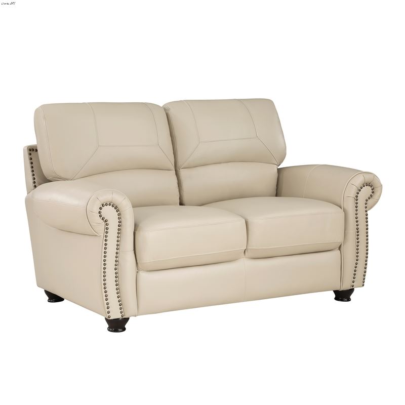 Foxborough Cream Leather Rolled Arm Loveseat 9269C