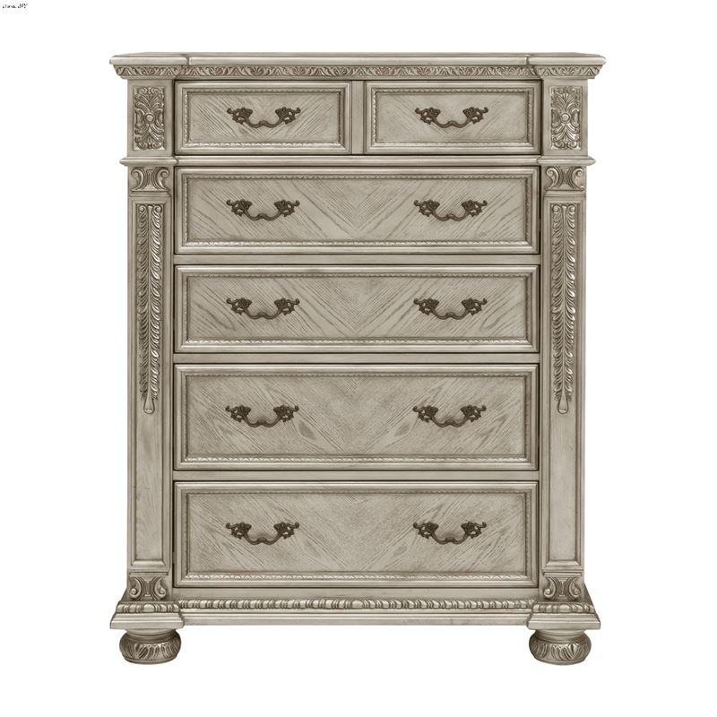 Catalonia Traditional Platinum Gold 5 Drawer Chest