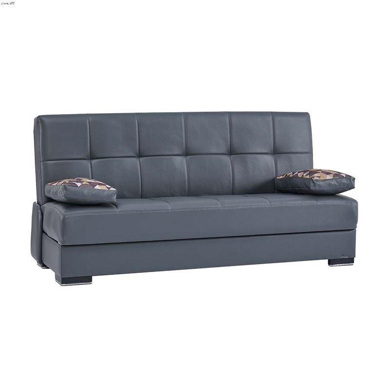 Soho Grey Leatherette Convertible Sofa Bed with St