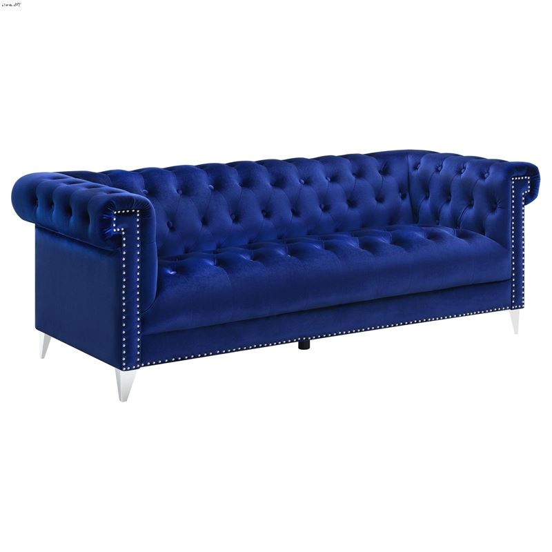 Bleker Blue Velvet Chesterfield Sofa 509481