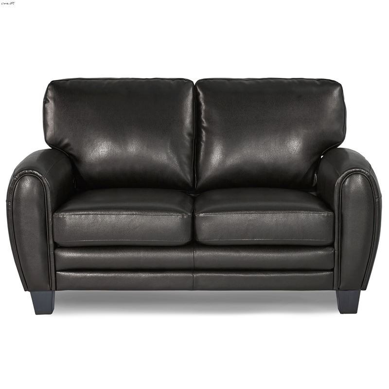 Rubin Black Bonded Leather Love Seat 9734BK-2