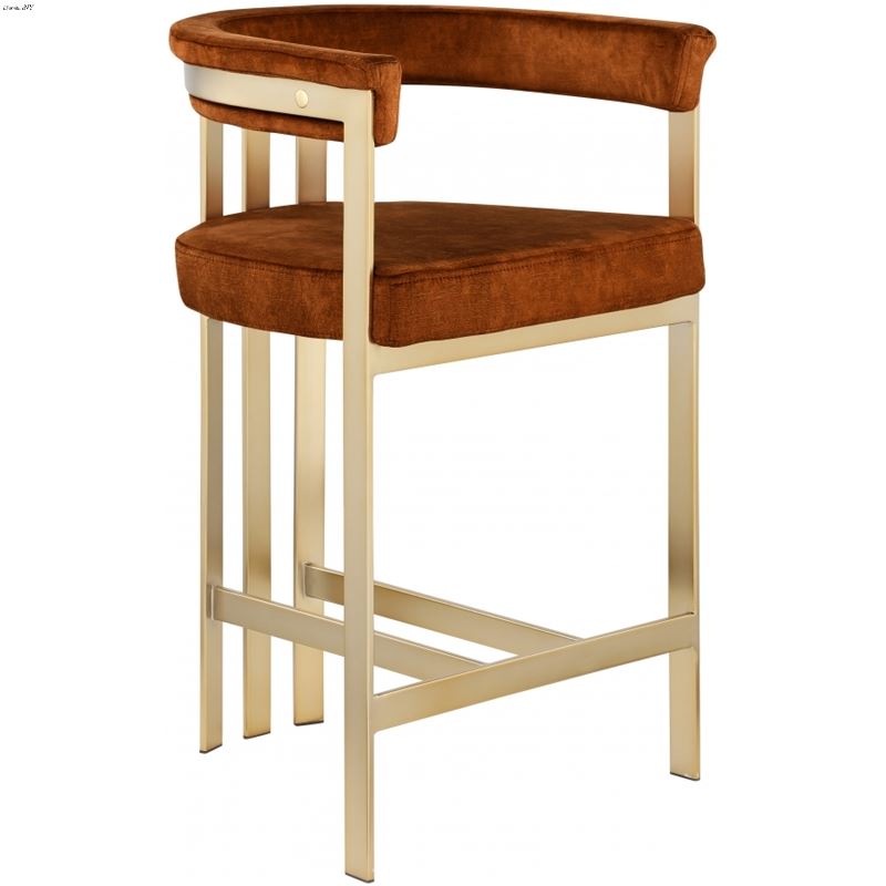 Marcello Cognac Velvet Counter Stool