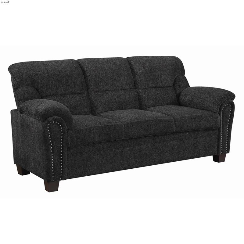 Clemintine Graphite Chenille Fabric Sofa With Nail