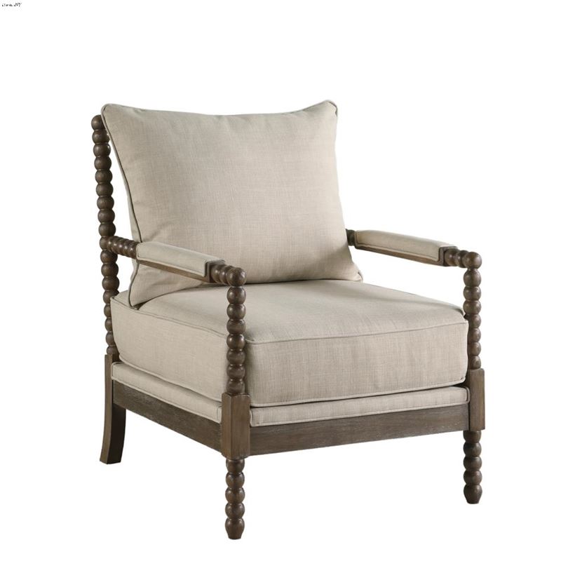 Blanchett Beige Fabric, Wood Accent Chair 905362