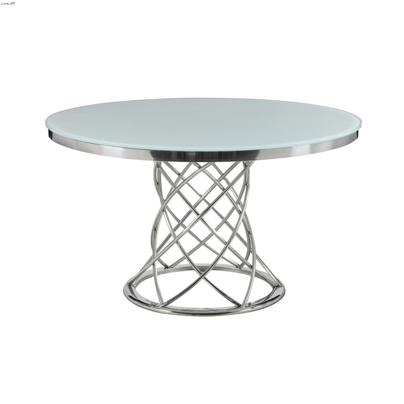Irene 51 Inch Round Glass Top Dining Table White A