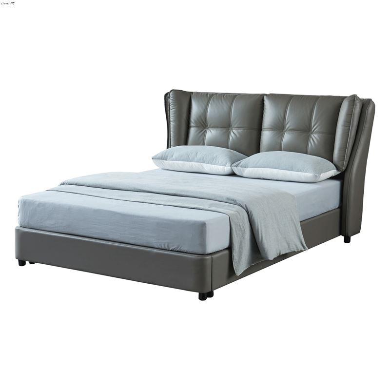 Modern 1806 Grey Leather Upholstered Storage Bed b