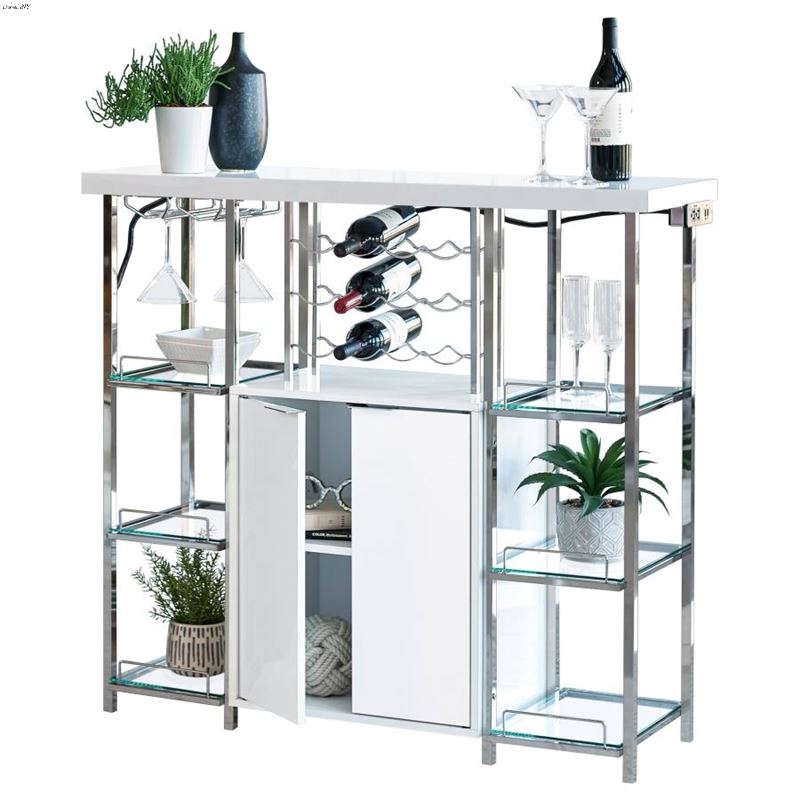 Gallimore Modern White Bar Cabinet Wine Storage 18