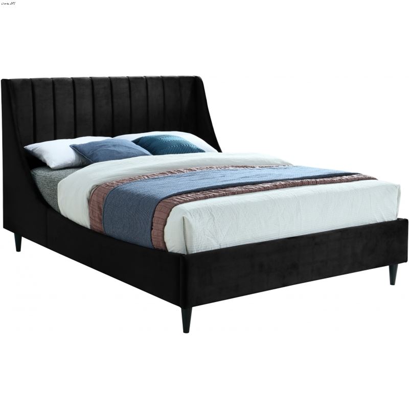 Eva Black Velvet Upholstered Bed