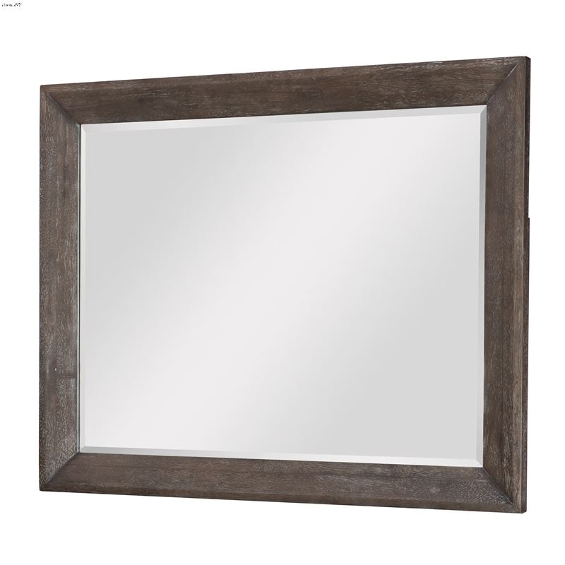Facets Beveled Landscape Mirror in Mink with Silve