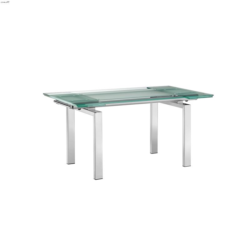 Frosty Extendable Clear/Frosted Glass Dining Table