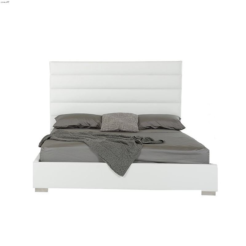 Kasia Queen Modern White Leatherette Bed