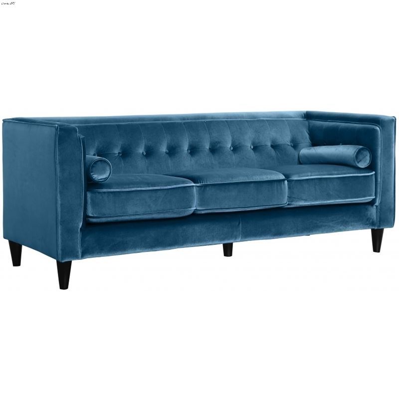 Taylor Light Blue Velvet Tufted Sofa