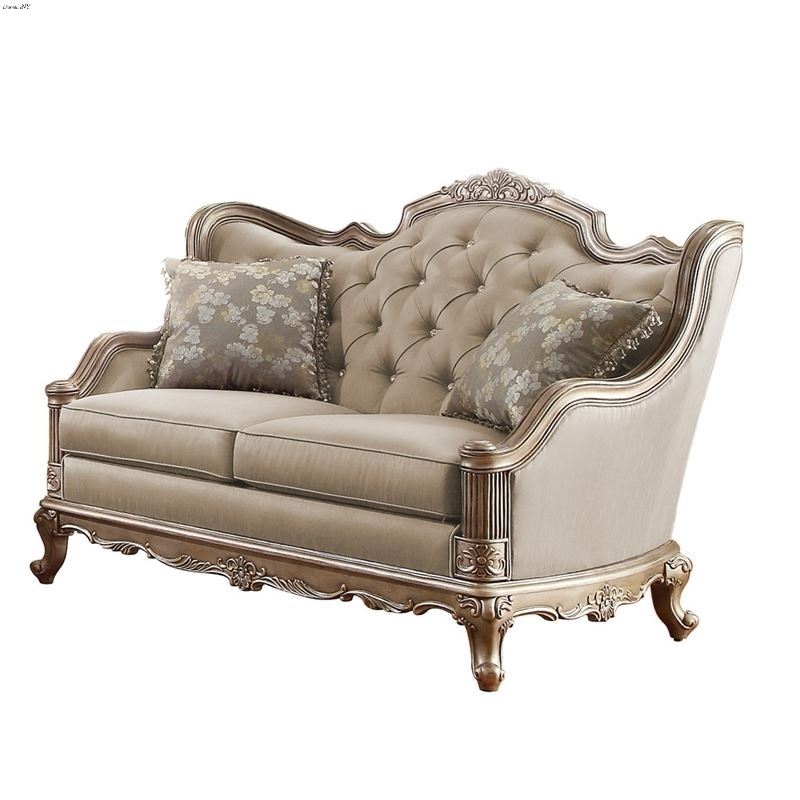 Florentina Dusky Taupe Faux Silk Love Seat 8412-2