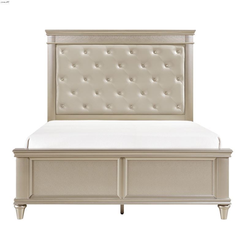Celandine Silver Panel Upholstered Bed 1928 by Hom