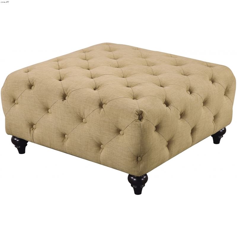 Chesterfield Sand Fabric Upholstered Tufted Ottoma