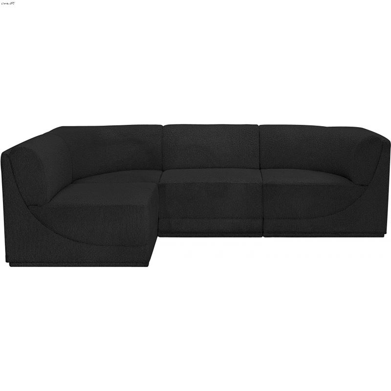 Ollie 98 inch Black Boucle Fabric Sectional