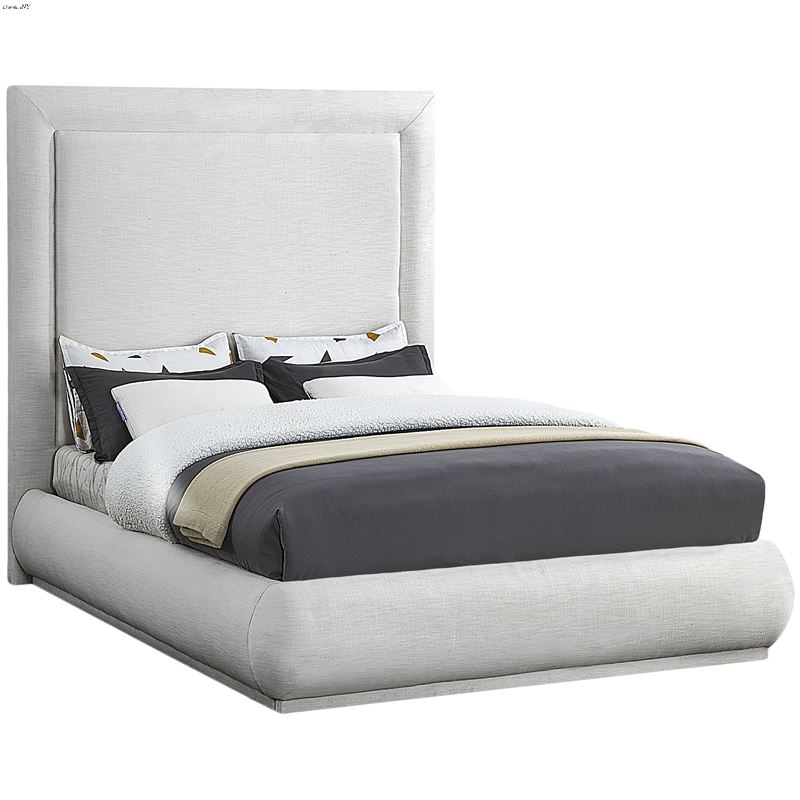 Brooke Cream Linen Textured Fabric Bed