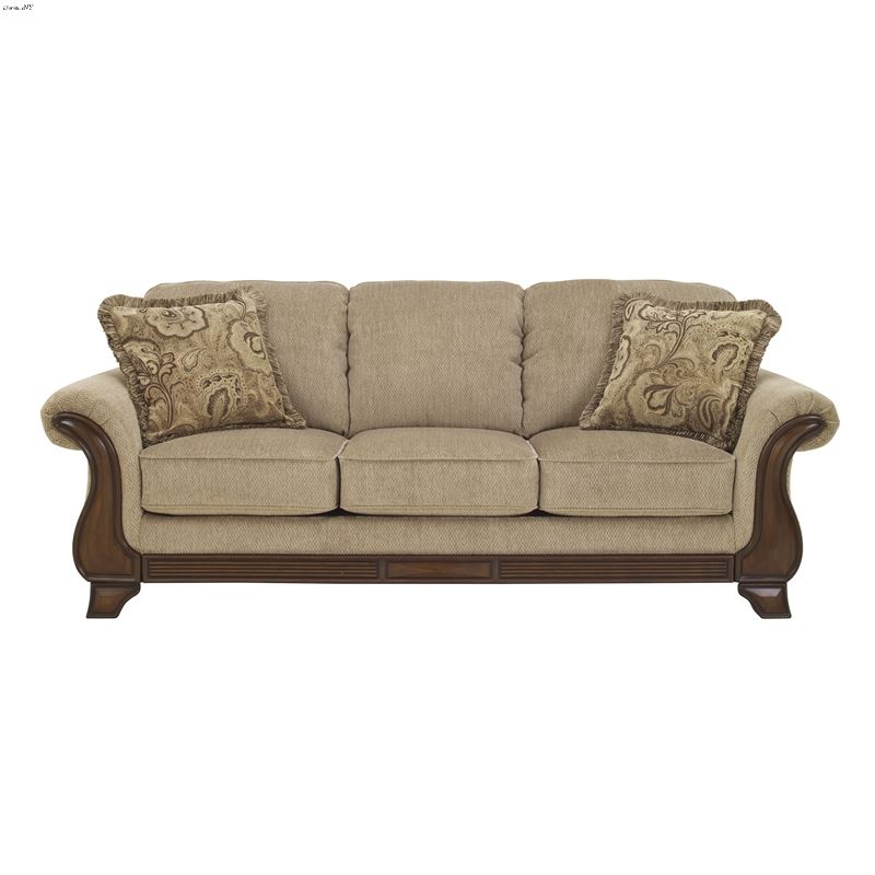Lanett Barley Fabric Sofa with Wood Trim 44900