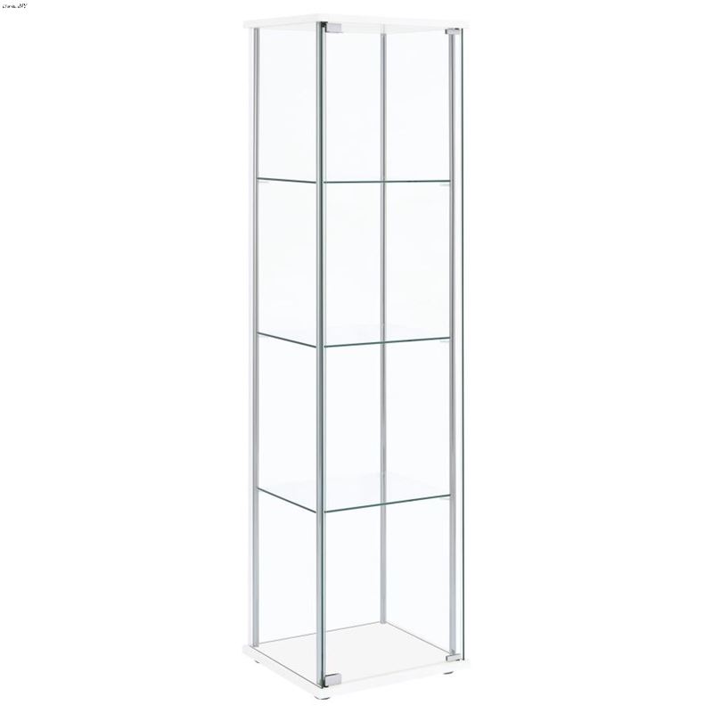 Bellatrix White Rectangular 4 Shelf Curio Cabinet 