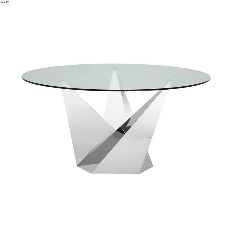 Firenze Stainless Steel / Clear Glass Dining Table