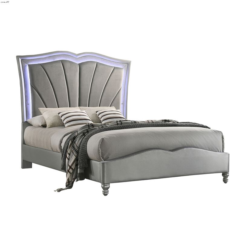 Bowfield Grey Velvet Upholstered Queen Bed 310048Q