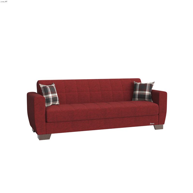 Barato Burgundy Upholstered Convertible Sofa Bed w