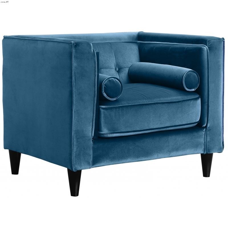 Taylor Light Blue Velvet Tufted Chair