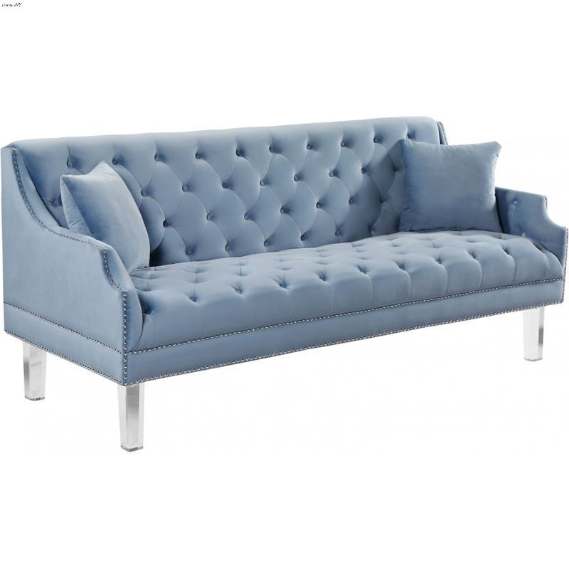 Roxy Sky Blue Velvet Tufted Sofa